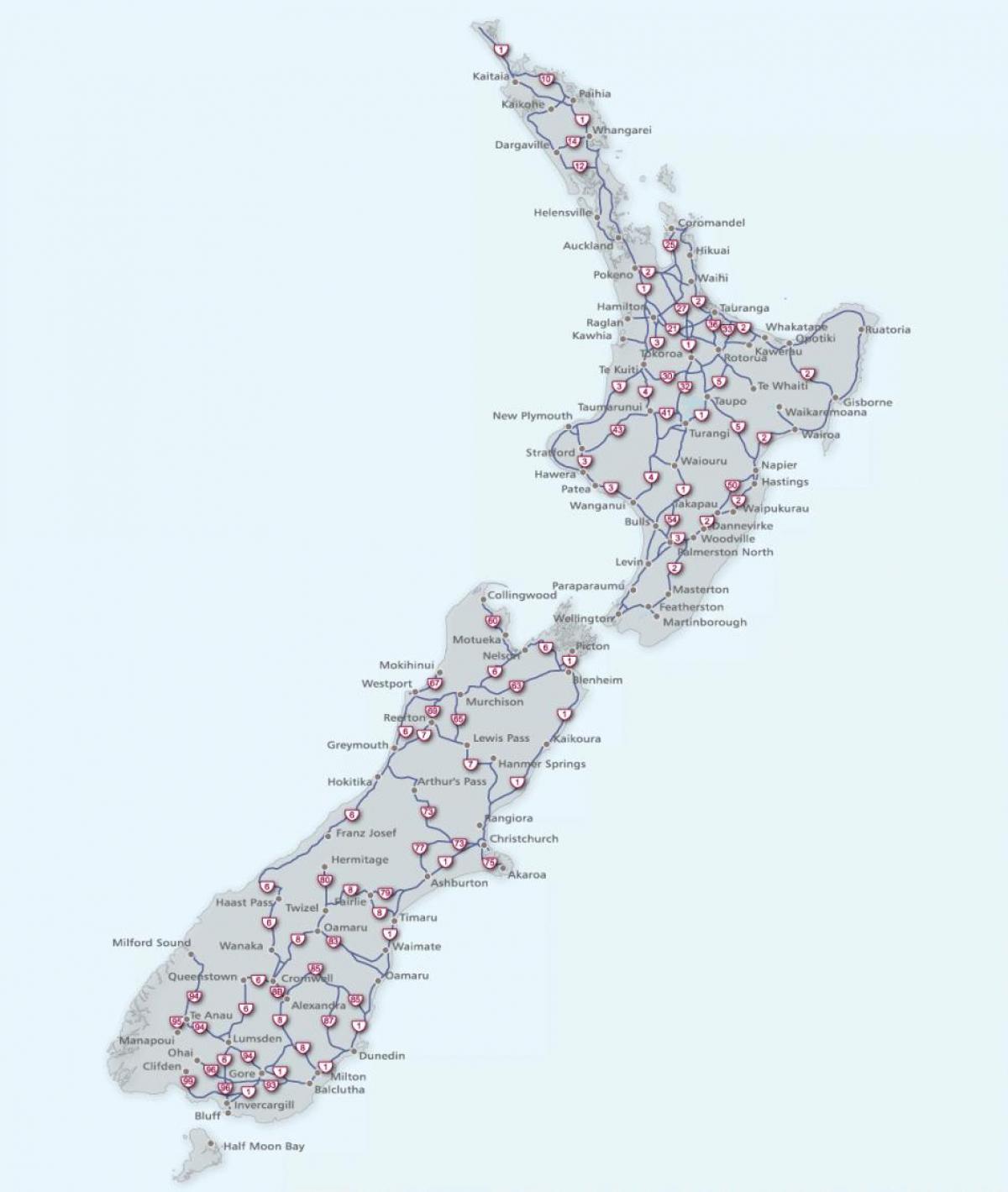 뉴질랜드에 도로 지도