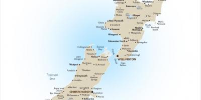 지도 뉴질랜드의 주요 도시와